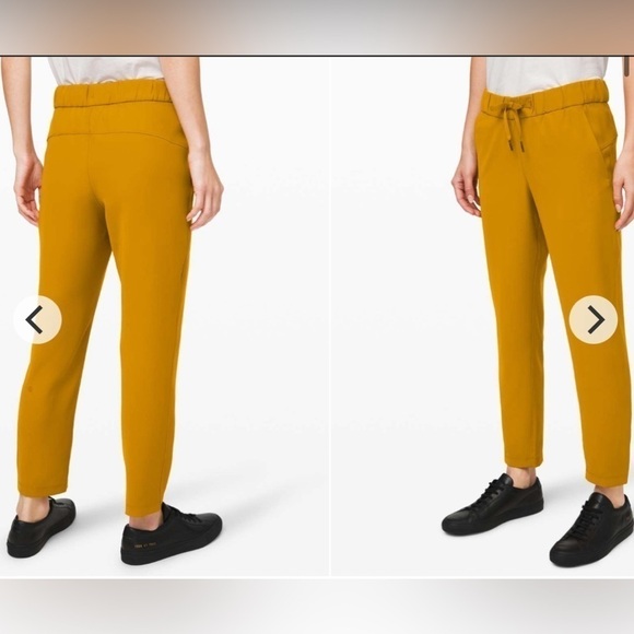 LULULEMON •4• On The Fly 7/8 Pants Woven Drawstring Yoga Fools Gold EXC COND - Picture 7 of 9